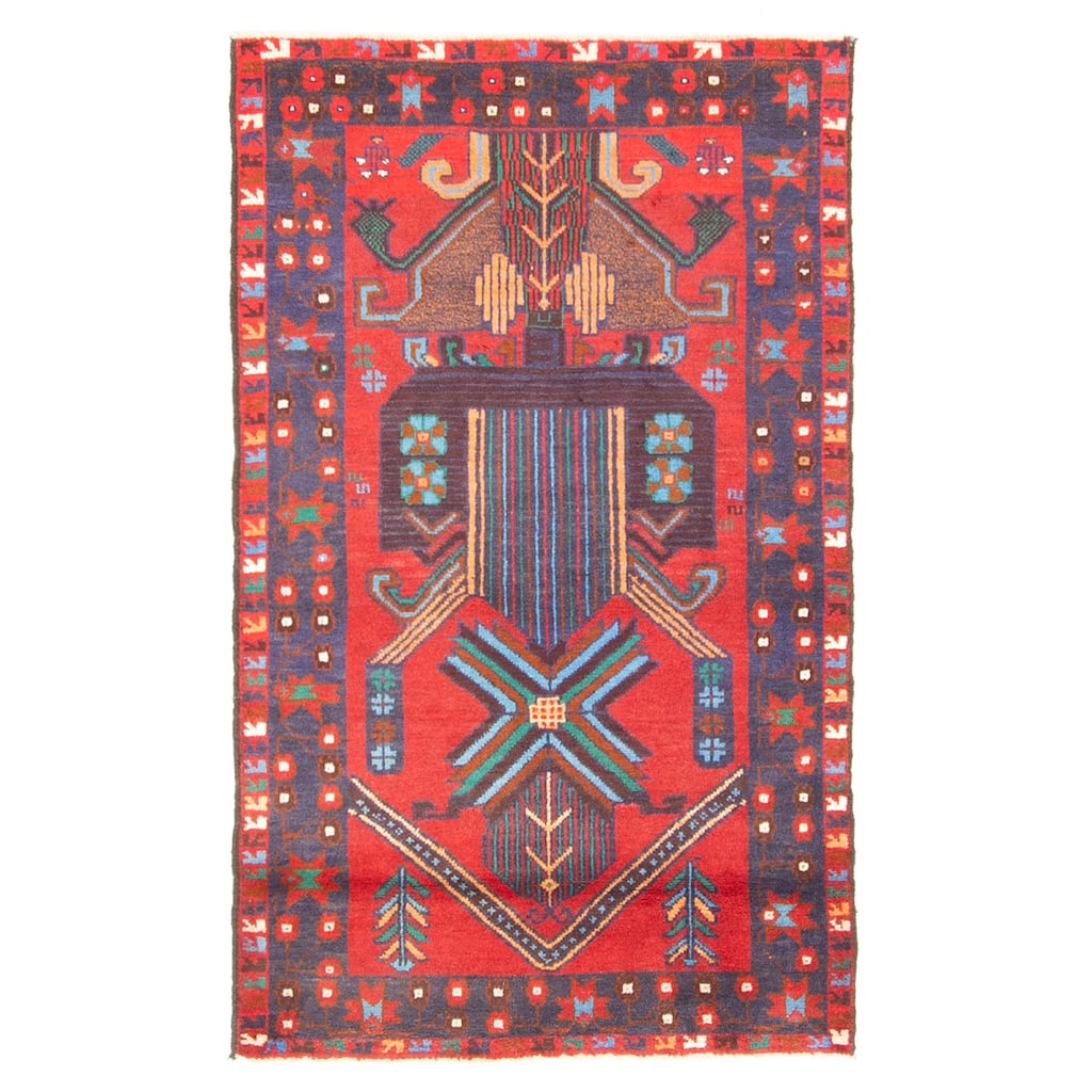 ECARPETGALLERY Hand-knotted Teimani Red Wool Rug - 2'8 x 4'6