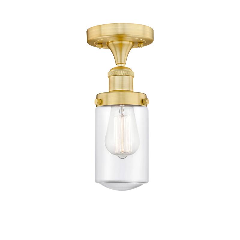 Innovations Lighting Edison Dover - 1 Light 7" Semi-Flush Mount - Clear/Satin Gold