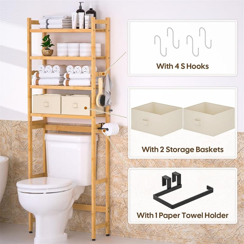 Over The Toilet Storage - 9.17"D x 23.23"W x 65.35"H