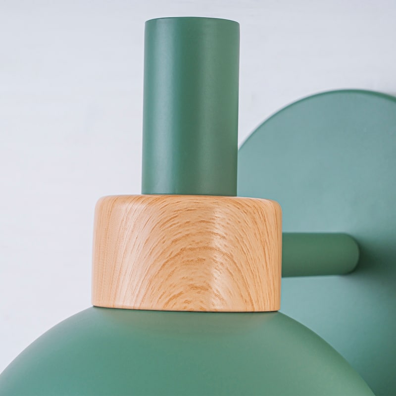 Contemporary 1-Light Dome Macaron Wall Sconce Barn Light - Green - H6.3" × W5.9" × D8.1"