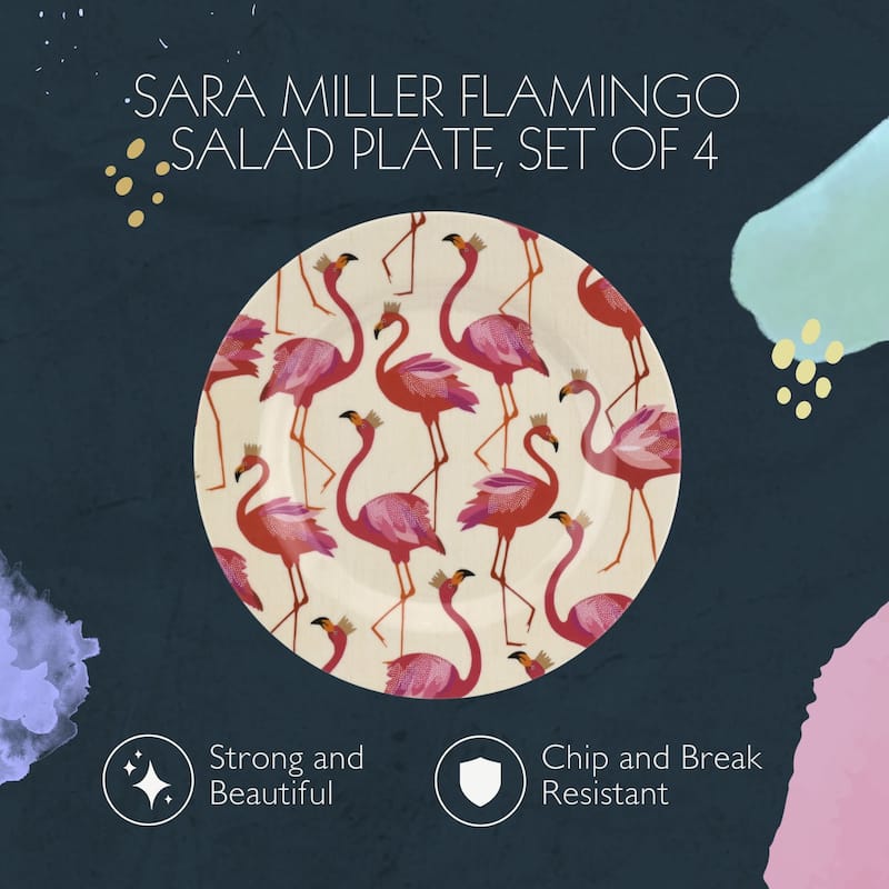 Portmeirion Set of 4 Sara Miller Flamingo Melamine Plates