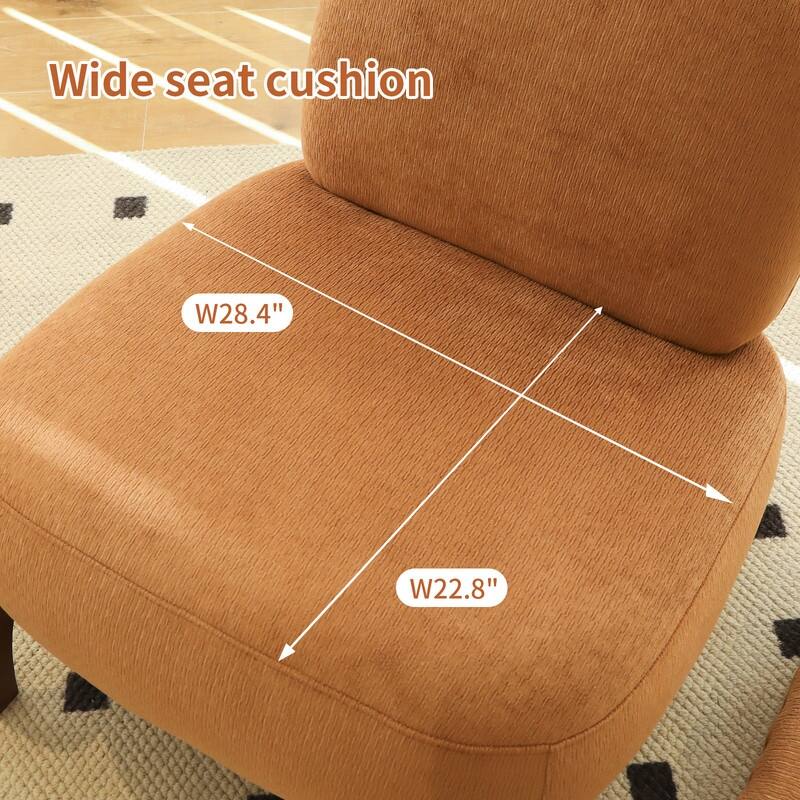 Elegant Velvet Armless Accent Chair - Modern Solid Wood Legs, Versatile Seating for Any Space