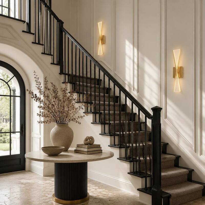Modern LED Linear X Frame Glam Wall Sconce with Acrylic shade for Dining Room Mirror
