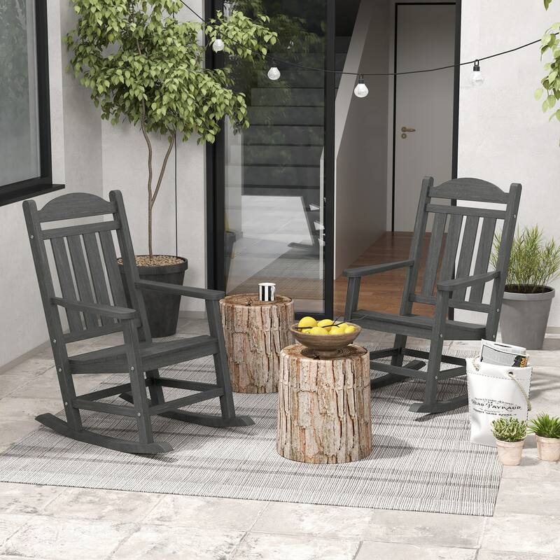 Outsunny 2 Pieces Outdoor Rocking Chair (Excluding the table)