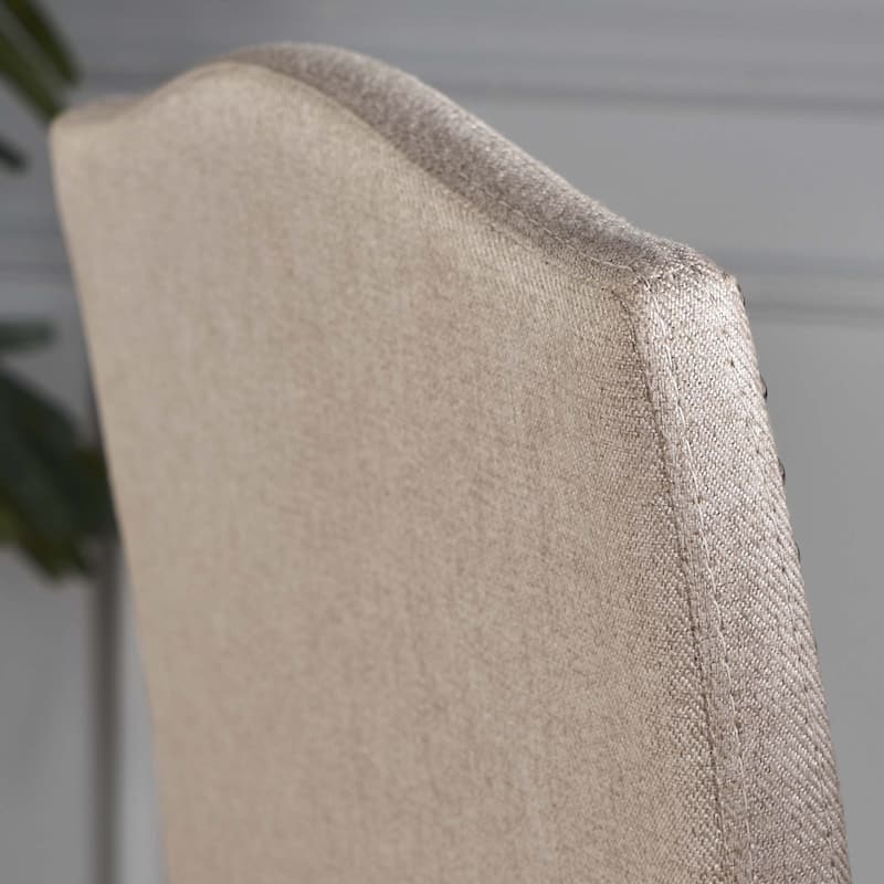 Roomfitters Upholstered Counter Stools with Nailhead Trim and Padded Seat, Set of 2, Beige