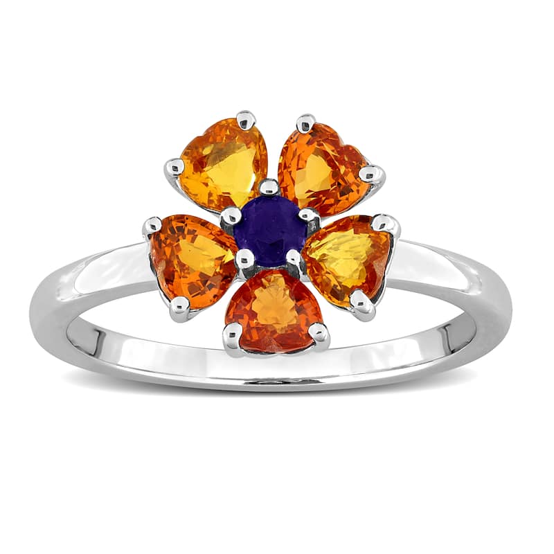 Miadora Multi-Gem Floral Ring Sterling Silver