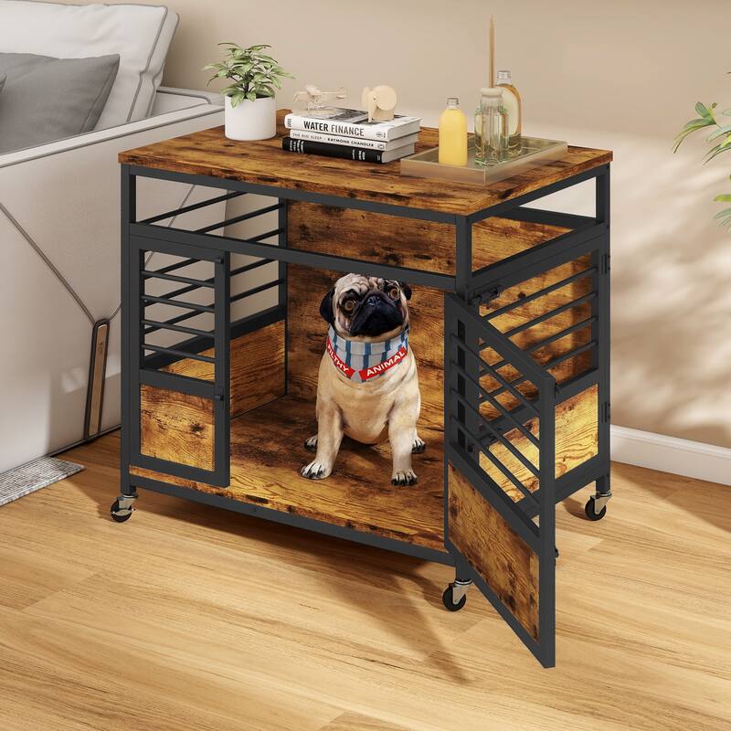 Moasis 24"/31"/39" Wooden Dog Crate Kennel End Table Furniture