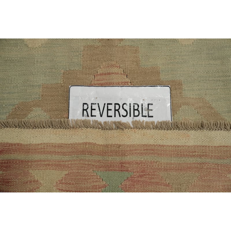 Hand Woven Oriental 100% Wool Carpet Southwestern Tribal Green Kilim Area Rug - 6' 0'' X 3' 9''