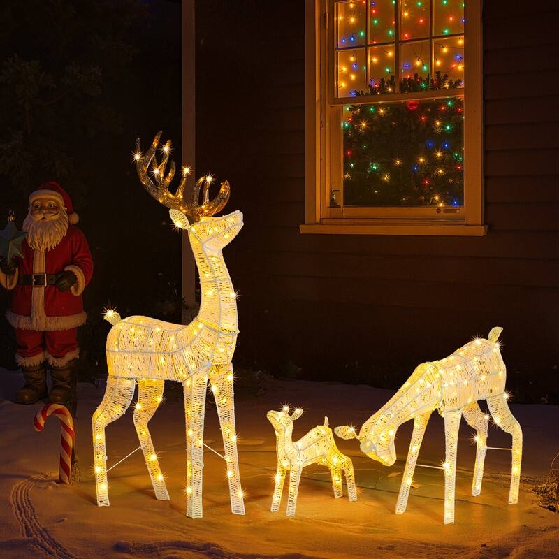 3-Piece Lighted Christmas Reindeer Family Set Outdoor Decorations