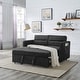 preview thumbnail 1 of 7, Modern Chenille Padded Loveseats Sofa Bed with Pull-out Bed with 3 Positions Adjsutable Back and Two Arm Pocket, Plastic Leg Black