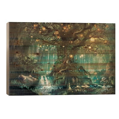 Dimlight Forest Print On Wood by Ferdinand Ladera - Multi-Color