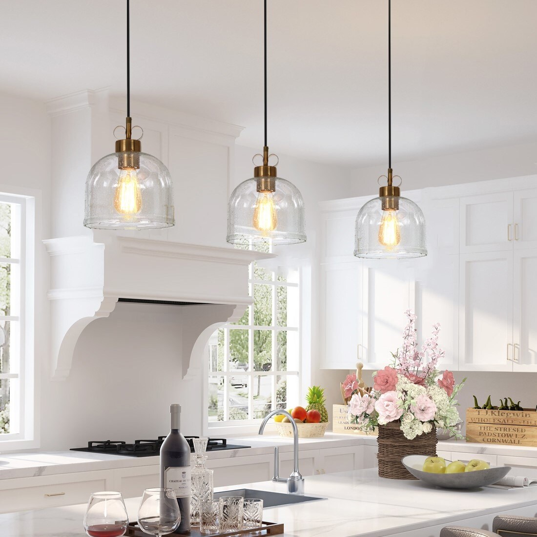 Cavitt Mid-century Modern Art Decor Pendant Light Farmhouse Chic Glass Kitchen Island Lighting - 8.3 inches