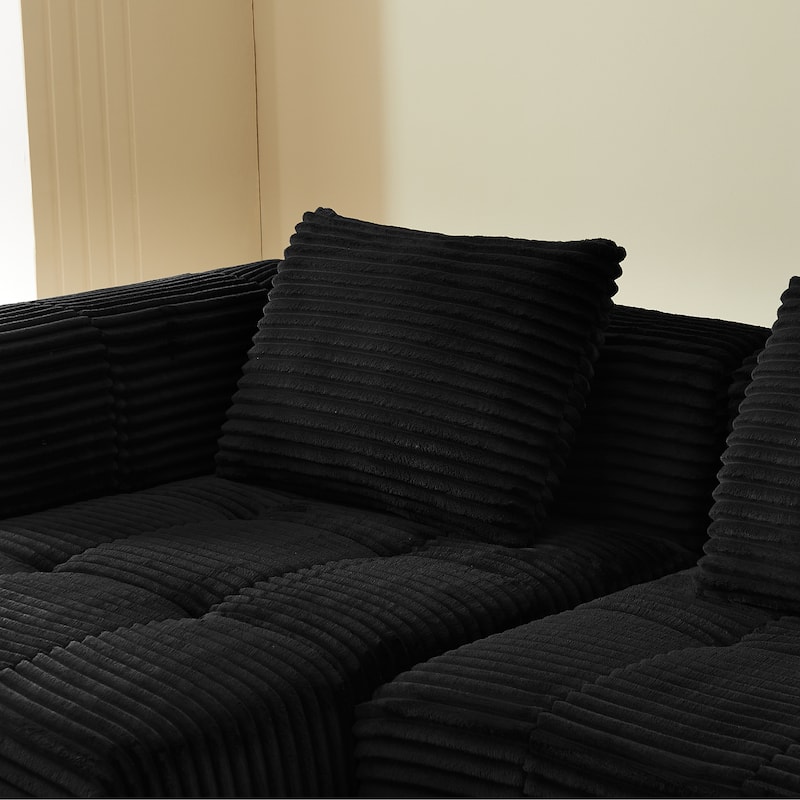 Modular Compressed Couch, Corduroy L-shaped Sectional Sofa with Chaise