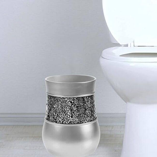 Creative Scents Brushed Nickel Silver Gray Bathroom Trash Can - grey