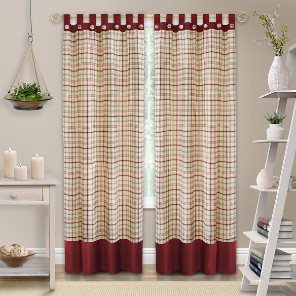 Tattersall Button Tab Top Window Curtain Panel. Opens flyout.