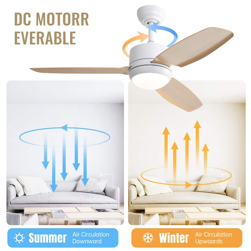 46 Inch Indoor/Outdoor Reversible Ceiling Fan with Lights and Remote