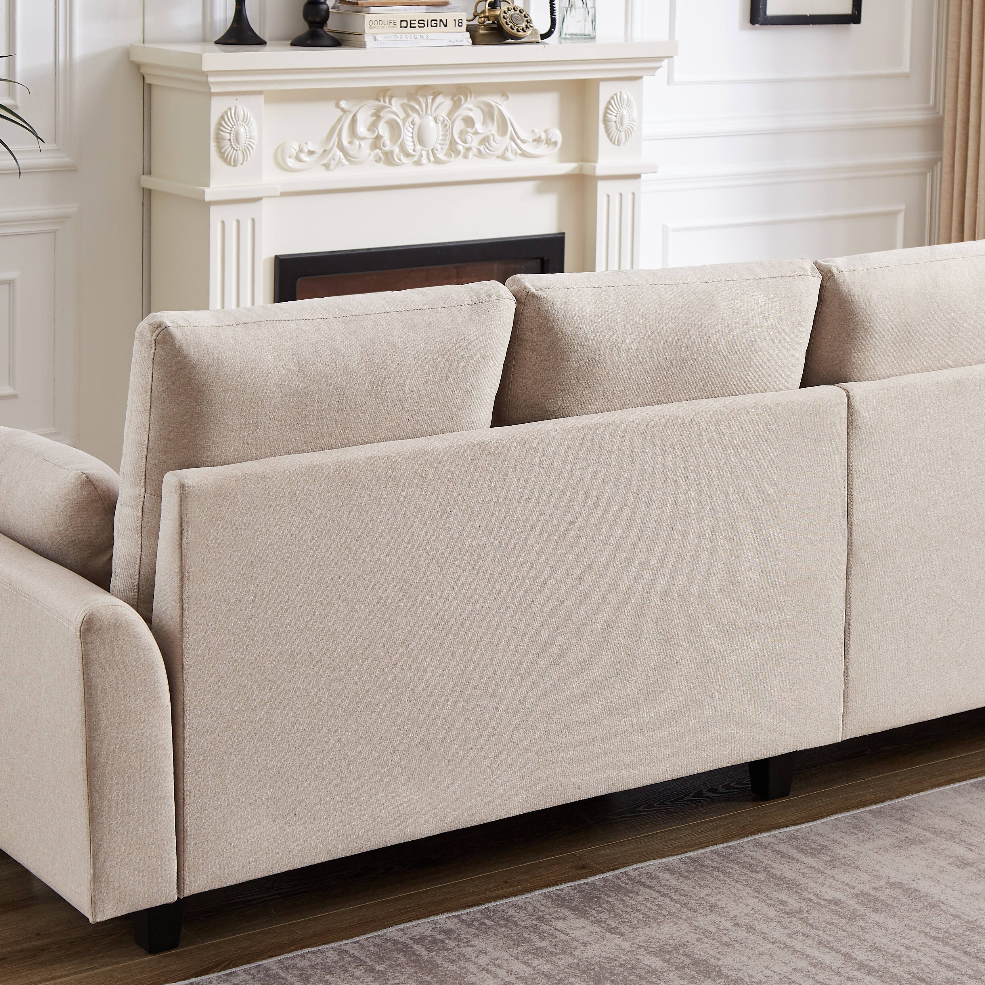 2 Piece Slipcovered Sectional Sofa With Storage Ottoman LShaped