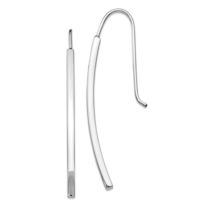 Curata 14k Yellow or White Gold Polished Curved Bar Dangle Hook Earrings 48x1.5mm - White Gold
