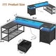 preview thumbnail 17 of 36, 67" L Gaming Shaped Desk Storage Shelves Power Outlet 2 Drawers