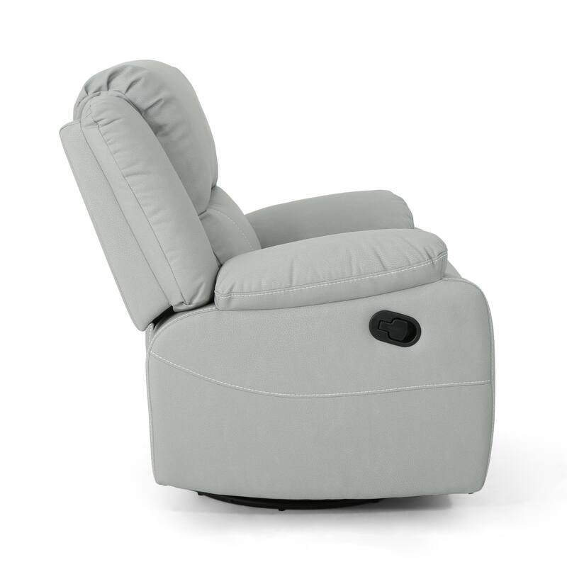 Roomfitters 39" Wide Faux Leather Manual Swivel Standard Recliner, Comfortable Lounge Chair for Living Room