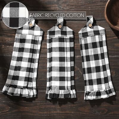 Annie Buffalo Check Black Button Loop Tea Towel Set of 3