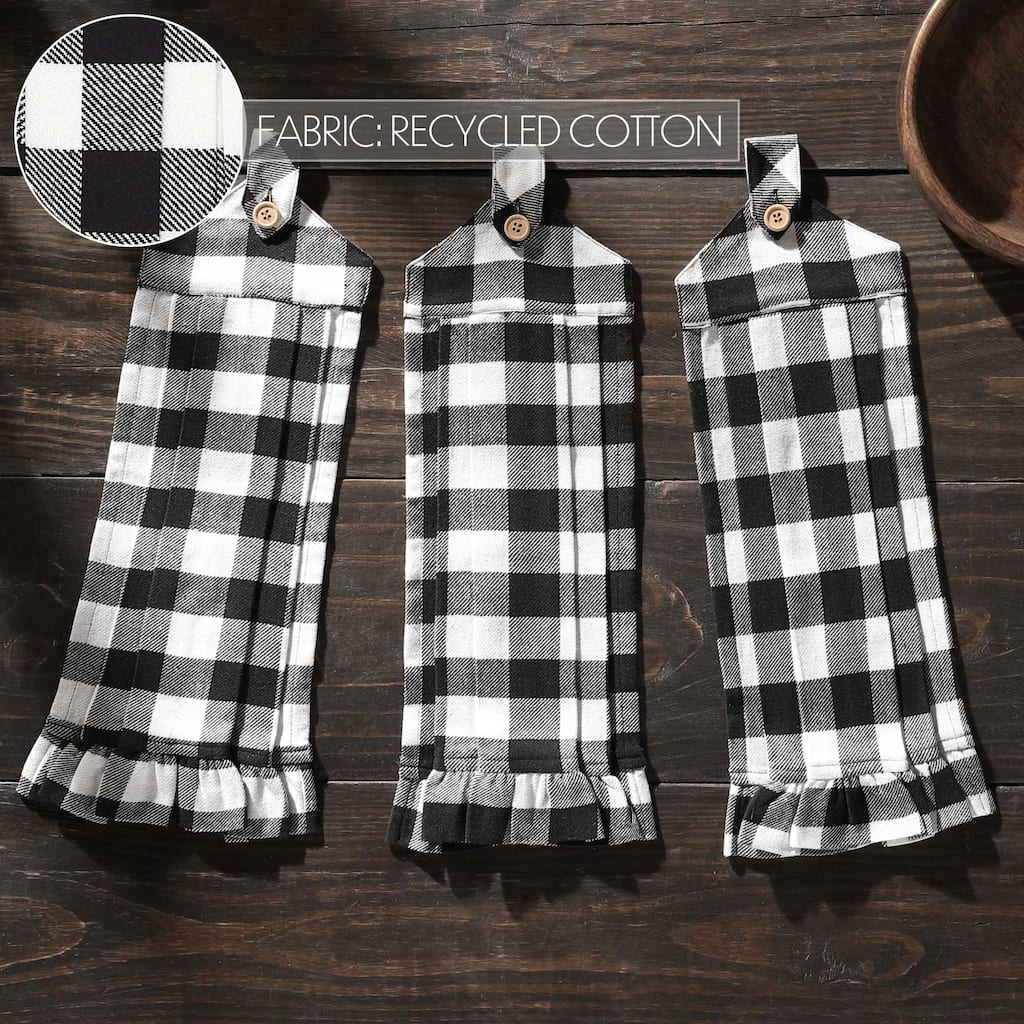Annie Buffalo Check Black Button Loop Tea Towel Set of 3