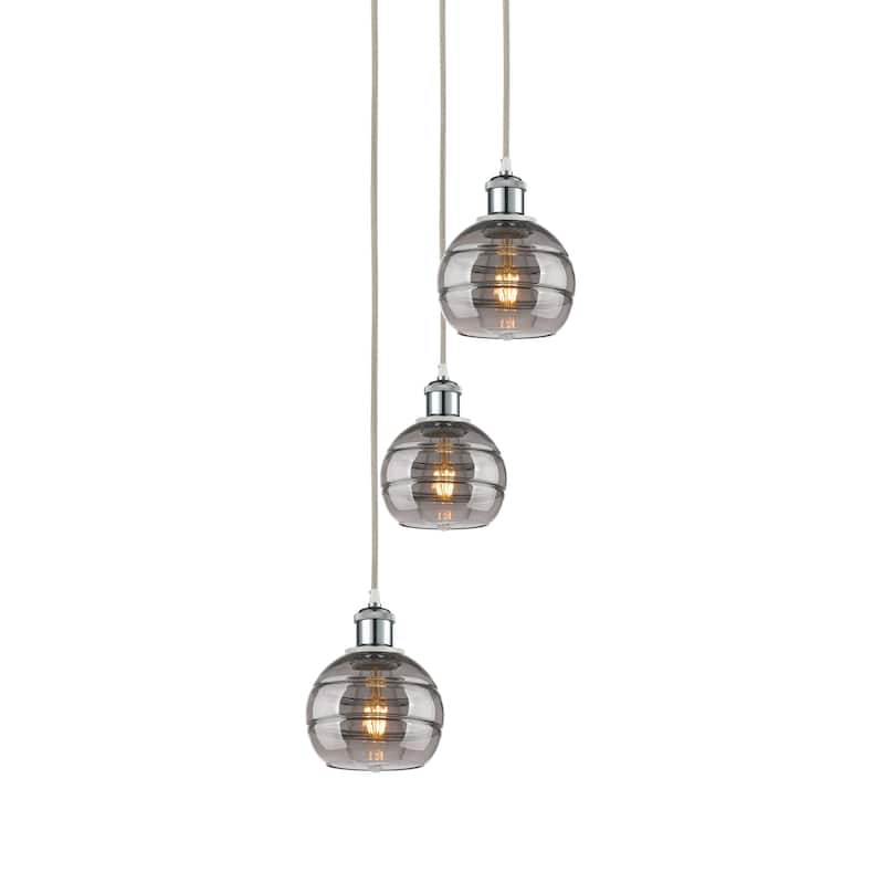 Innovations Lighting 113B-3P-24-12 Rochester Pendant Rochester 3 Light - White Polished Chrome / Smoked
