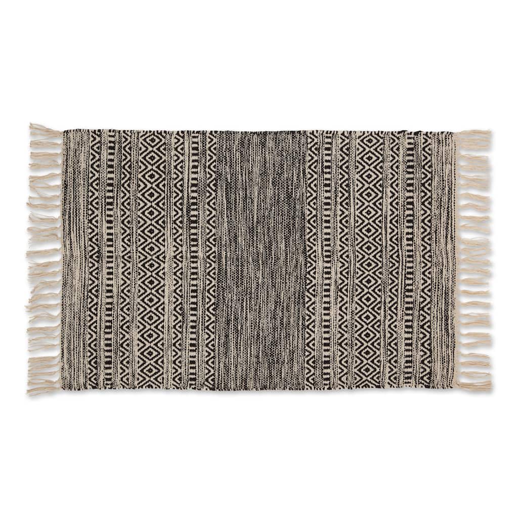 DII Black Ticking Stripe Hand-Loomed Rug 2x3 Ft - 24.0 In. L X 36.0 In. W X 0.2 In. H