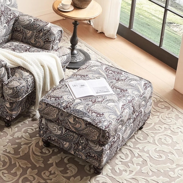 Morden Fort Classical Paisley Print Cocktail Rectangular Ottoman