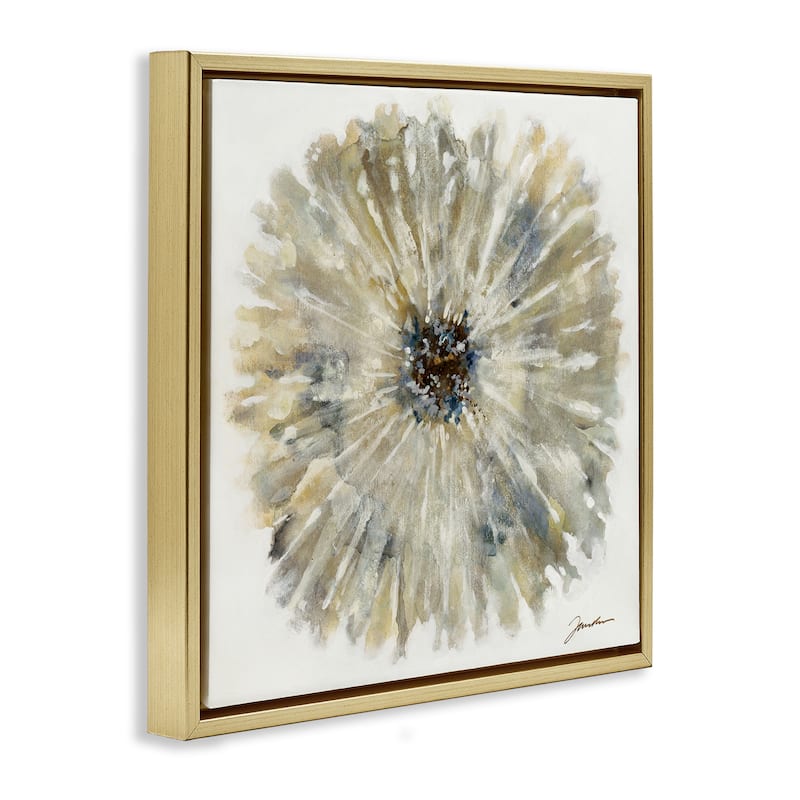 Stupell Neutral Rustic Abstract Flower Framed Floater Canvas Wall Art Design By Liz Jardine
