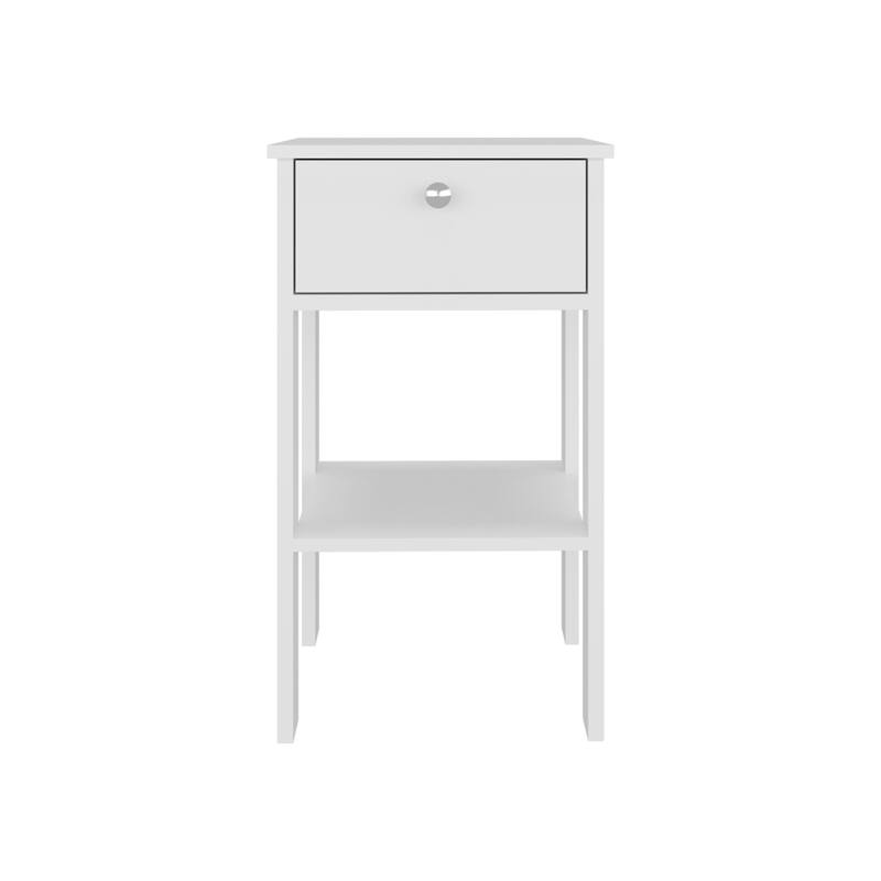 Modern Nightstand with One Drawer and Open Shelf, Compact Bedside Table