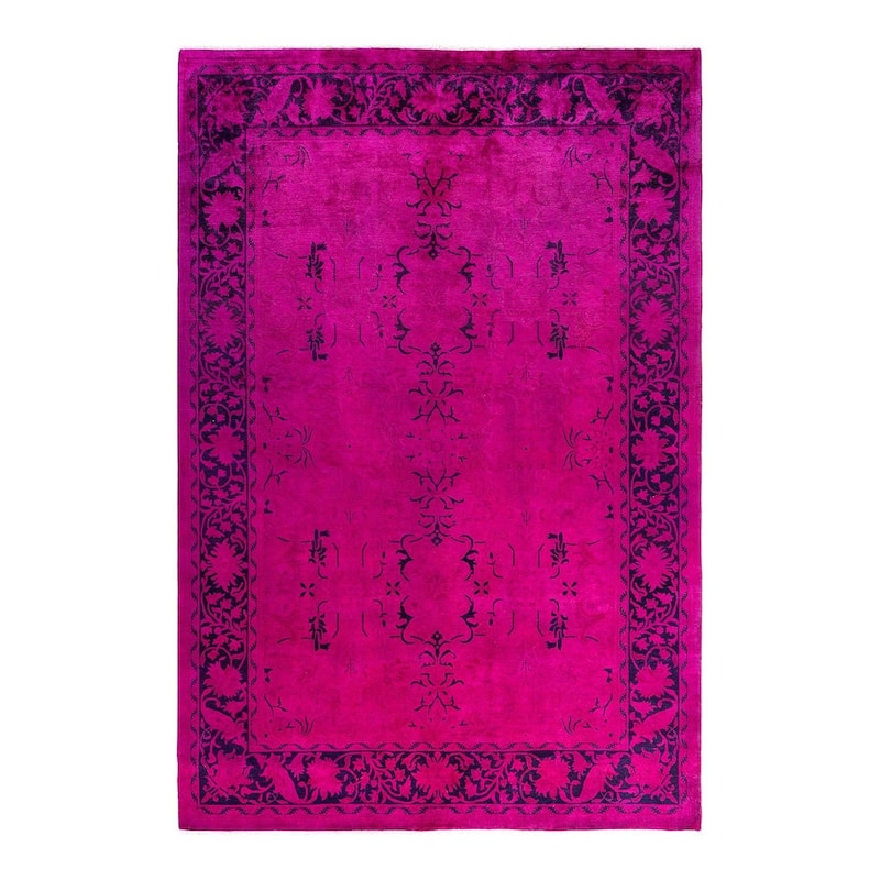 Fine Vibrance One-of-a-Kind Hand-Knotted Area Rug - Pink, 6' 1" x 9' 3" - 6' 1" x 9' 3"