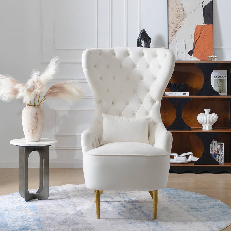 KINWELL Upholstered Tufted Velvet High Wingback Accent Chair