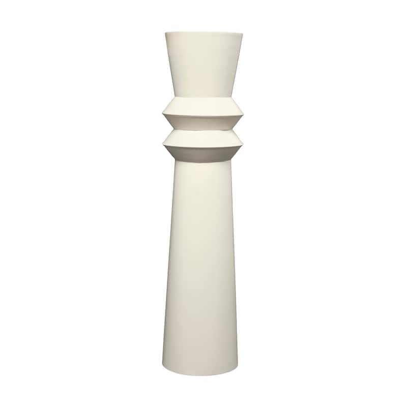 The Novogratz Cream Metal Tall Art Deco Fluted Floor Vase
