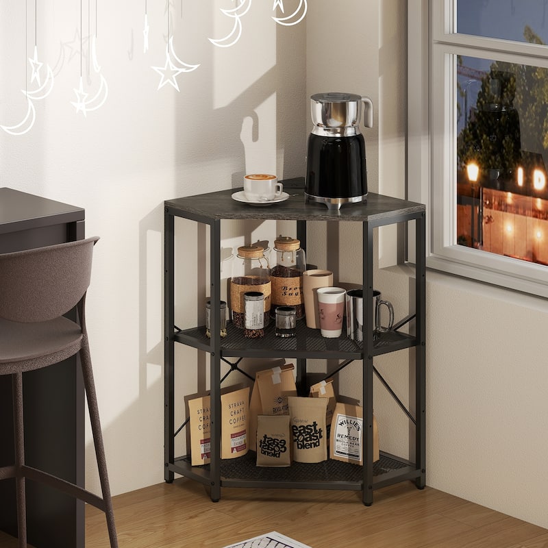 Metal and Engineered Wood Corner Printer Table with Power Strip and Adjustable Shelves - 20" L x 20" W x 31" H