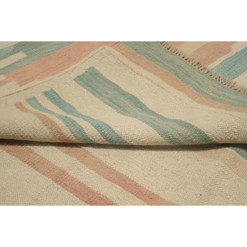 Hand Woven Southwestern Wool Beige Geometric Area Rug - 9' 9'' X 6' 7''