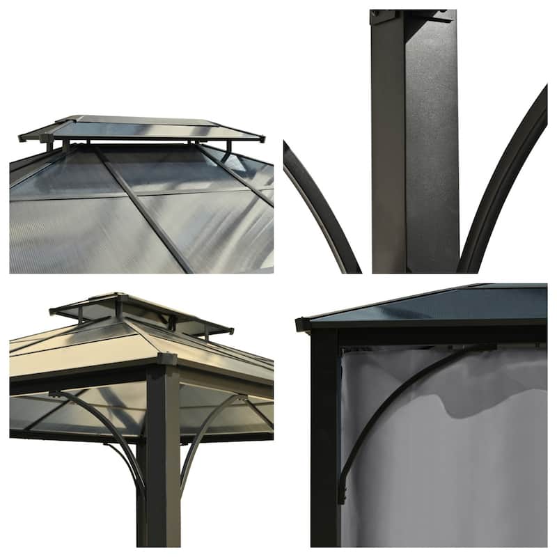 Outdoor Gazebo w/ Aluminum Frame,Mosquito Netting and Privacy Screens