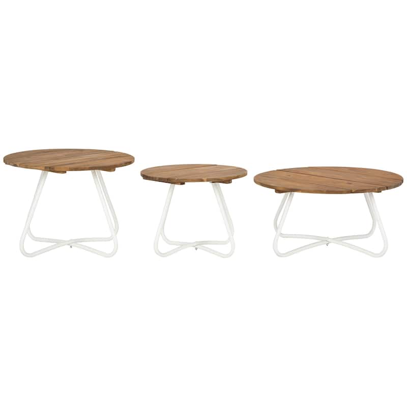 SAFAVIEH Outdoor Ashtyn 3-Piece Wood Top Coffee Table - 28W x 14D x 28H