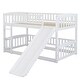 preview thumbnail 7 of 8, Twin Over Twin Bunk Bed with Slide, Convertible Ladder, Fence, and Play Space for Kids and Teens, Sturdy Pine Wood Frame