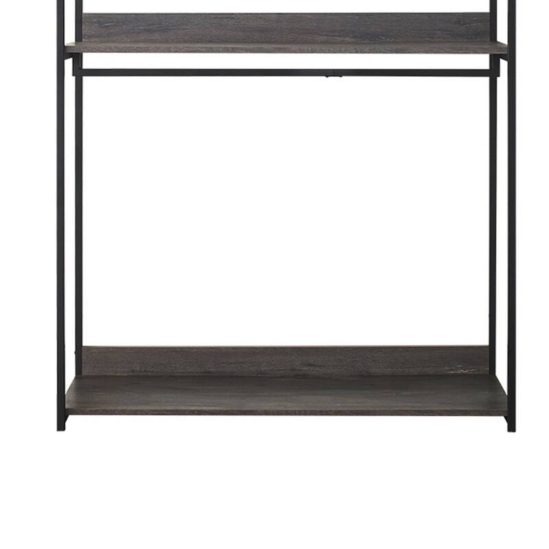 Gin Wide Modular Closet System, 3 Gray Shelves, 2 Hanging Rods, Black