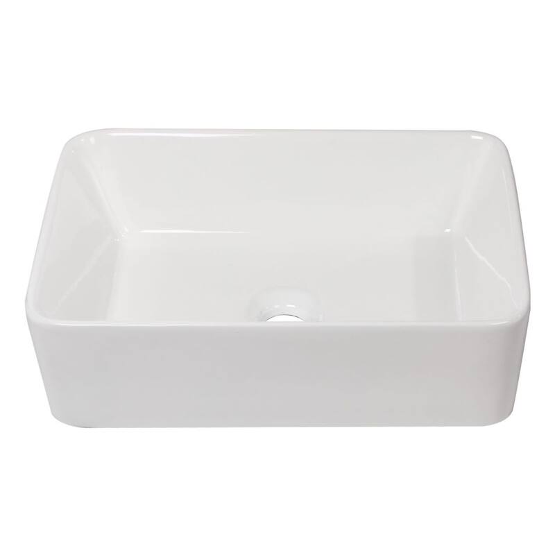 Lordear 19 inch Ceramic White/Black Bathroom Sink Rectangular Vessel Sink