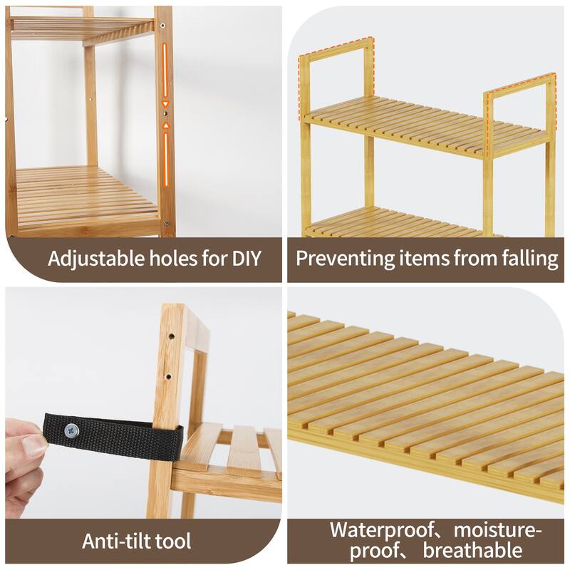 25 in. W x 64 in. H x 10.2 in. D Bamboo Shelf with Adjustable Shelf (FSC Certified)