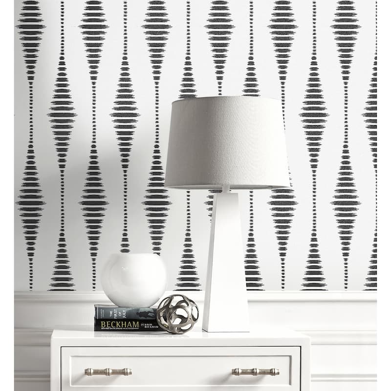 Seabrook Designs Diamond Stripe Glass Beaded Unpasted Wallpaper
