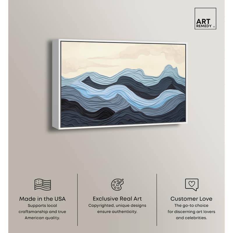 Art Remedy Waverly Framed Blue Abstract 1 Piece Canvas Wall Art