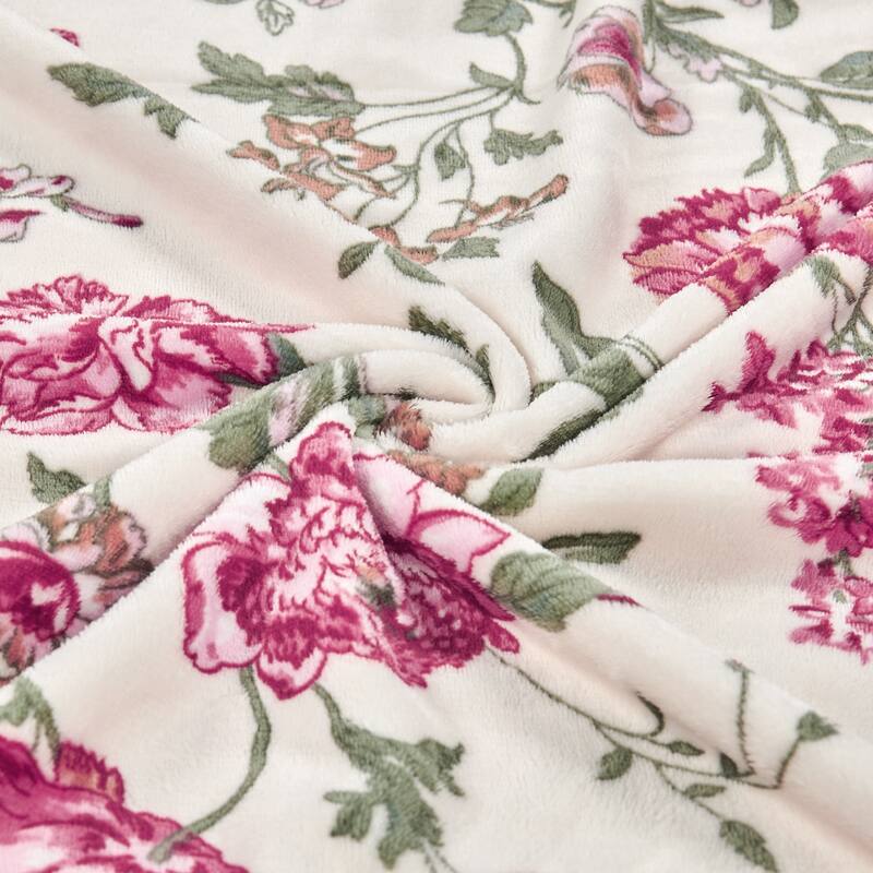 Printed Flannel Tropical Flower French / Puerto Rico Floral Throw