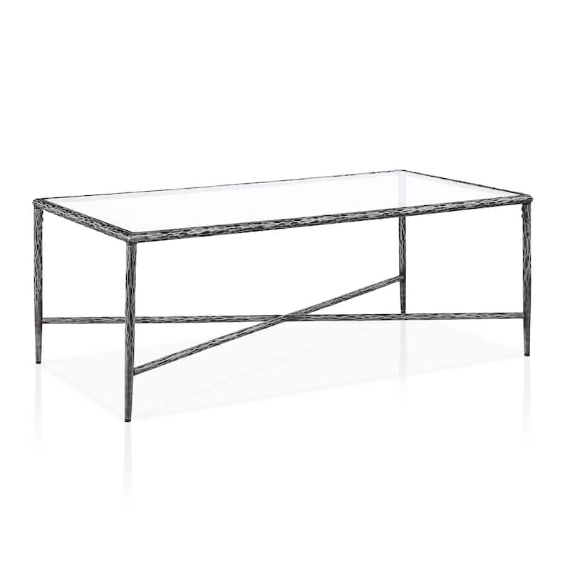 247 Shop At Home Lalia Modern Textured Metal X-Brace Coffee Table