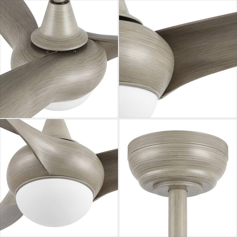 Raffles 52" 1-Light Vintage Iron/Plastic Mobile-App/Remote-Controlled 6-Speed Retro Swirl LED Ceiling Fan, by JONATHAN Y