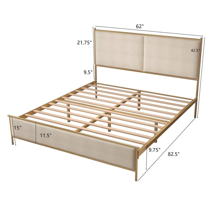 Classic Metal Platform bed with support legs