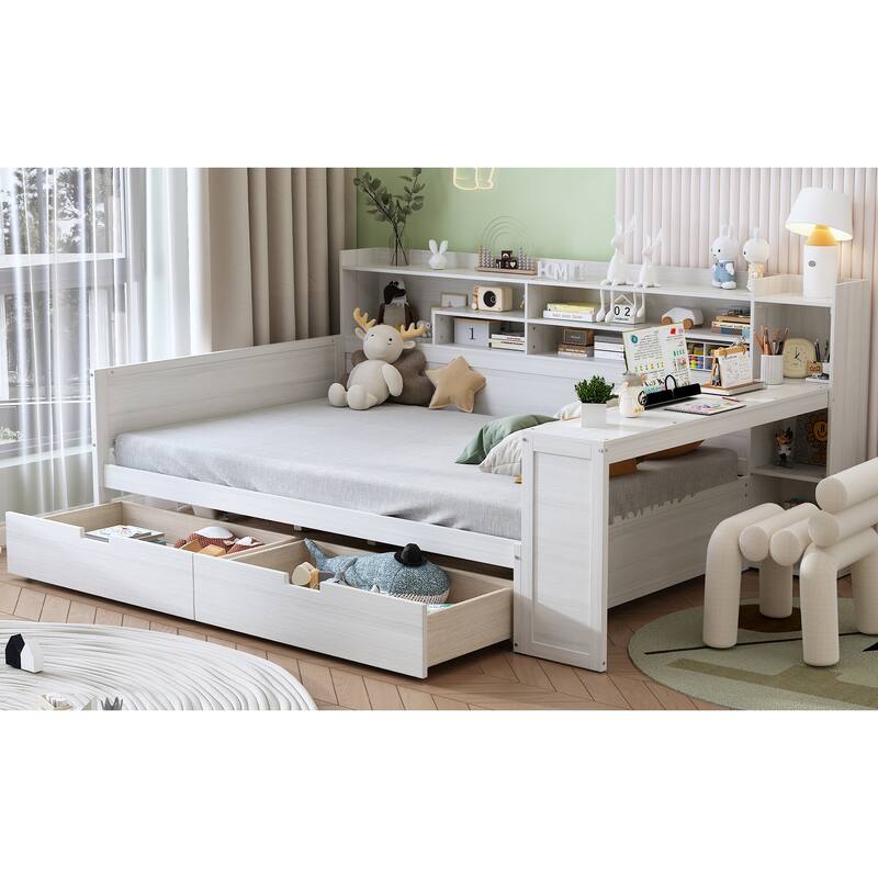 Full Daybed with Desk & Drawers