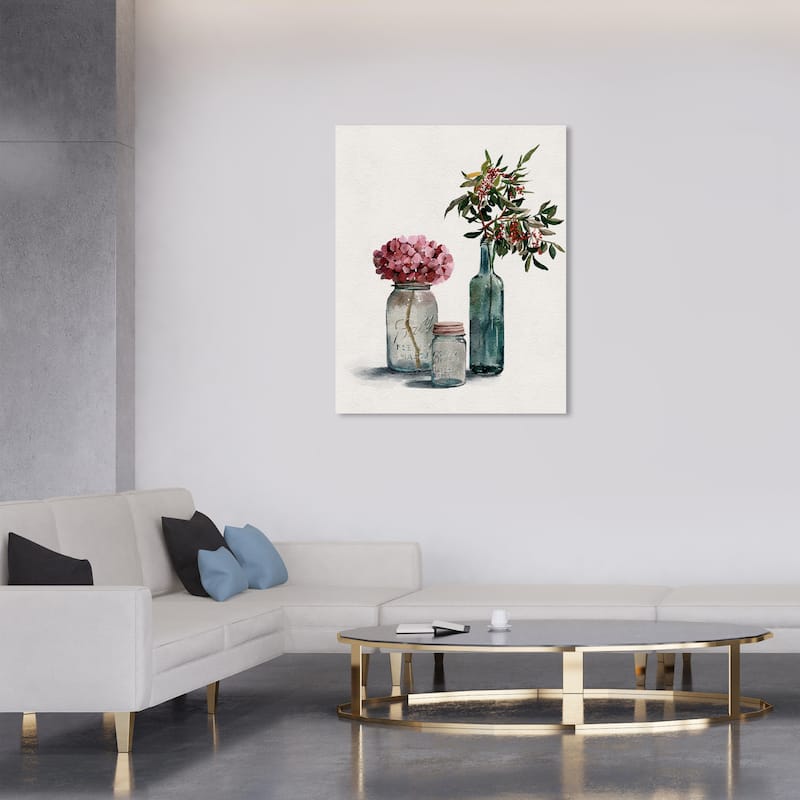 Wynwood Studio Canvas Floral and Botanical Contemporary Florals White and Rose Pink Farmhouse Wall Art Canvas Print - 30 x 36
